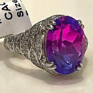 Imported 925 Midnight Fuschia Quartz Sz9 NWT